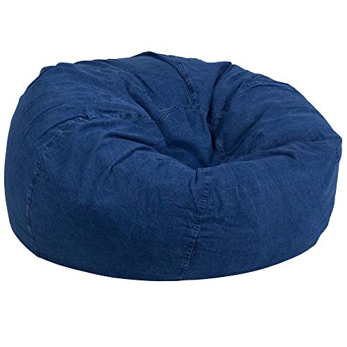 Flash Furniture Duncan Oversized Denim Bean Bag Chair for Kids and Adults