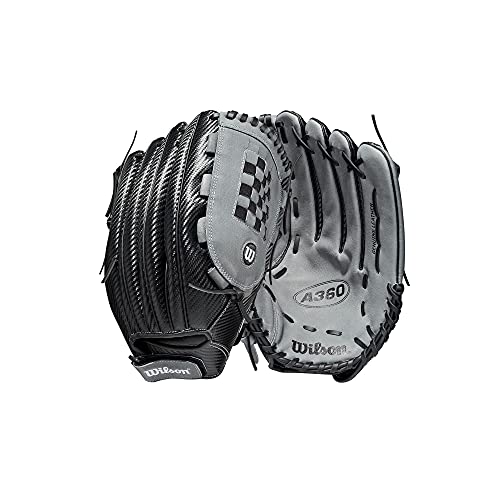 Wilson 2021 A360 SP14 14" Slowpitch Softball Glove - Right Hand Throw, Black/Grey