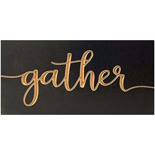 Gather Kitchen Wall Decor Sign - 6 x 12 inch - Carved Wooden Kitchen Decor - Kitchen Wall Art - Farmhouse Kitchen Decor - Pictures for Kitchen Wall Decor - Cute House Decor - True Stock Studios