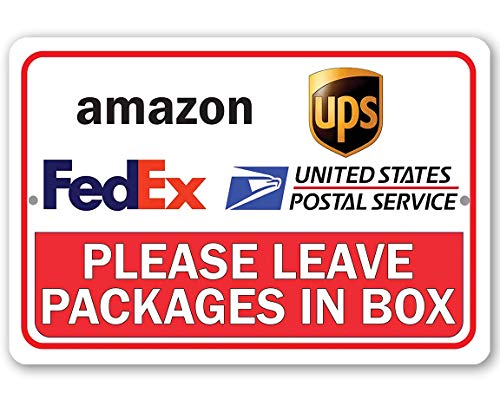 Delivery Sign for Package and Box Deliveries - Please Leave Package In Box - Great for Offices and Home Packages and Boxes Delivery Under $20 - Metal Safe for Use Indoors or Outdoors? (8" x 12")