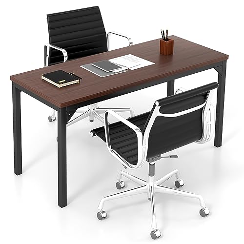 COSTWAY 4.5FT Conference Table, 55Ó x 24Ó Large Meeting Room Table W/Heavy Duty Steel Frame, Modern Computer Desk for Home, Office, Conference Room, Easy Assembly (1)