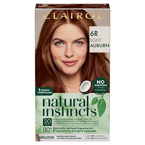 Clairol Natural Instincts Demi-Permanent Hair Dye, 6R Light Auburn Hair Color, Pack of 1