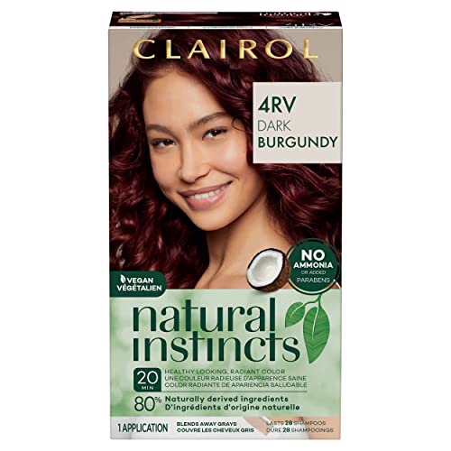 Clairol Natural Instincts Demi-Permanent Hair Dye, 4RV Dark Burgundy Hair Color, Pack of 1