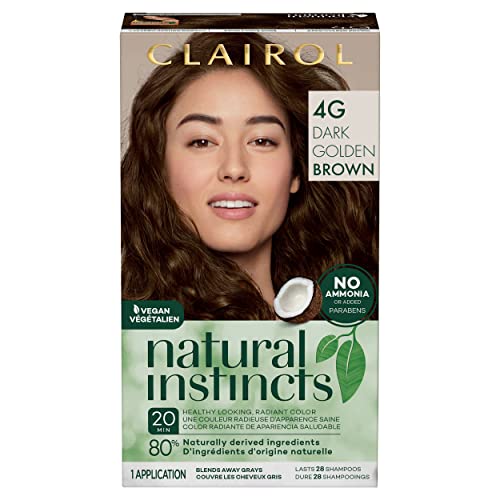 Clairol Natural Instincts Demi-Permanent Hair Dye, 4G Dark Golden Brown Hair Color, Pack of 1