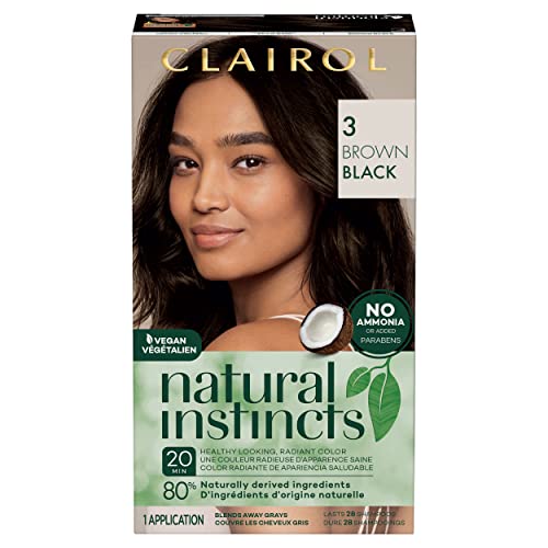 Clairol Natural Instincts Demi-Permanent Hair Dye, 3 Brown Black Hair Color, 5.85 Fl Oz (Pack of 1)