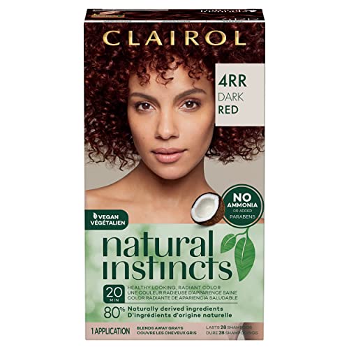 Clairol Natural Instincts Demi-Permanent Hair Dye, 4RR Dark Red Hair Color, Pack of 1