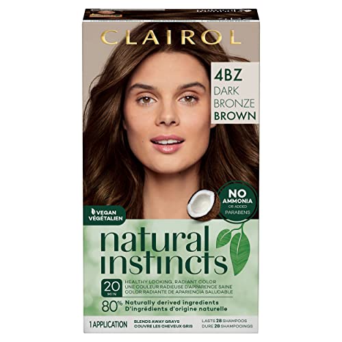 Clairol Natural Instincts Demi-Permanent Hair Dye, 4BZ Dark Bronze Brown Hair Color, Pack of 1
