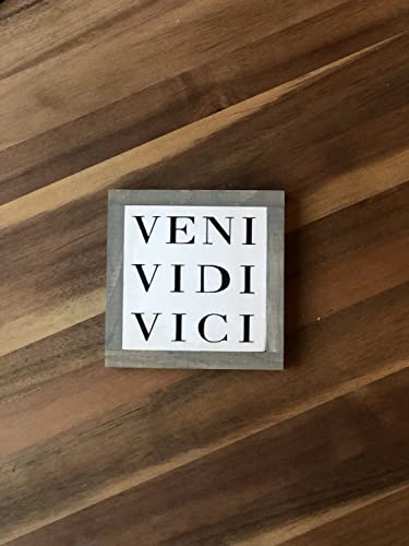 Veni Vidi Vici Sign, Julius Caeser Quote, Inspirational Sign, Motivational Gift, Office Desk Decor, Entrepreneur Present, Bog Road Designs