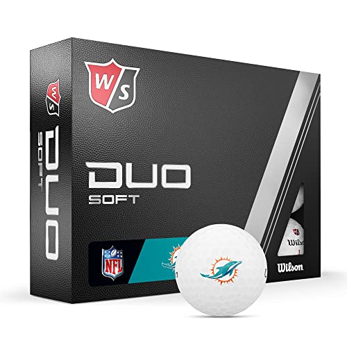 WILSON Staff 2023 Duo Soft NFL Golf Balls - 12 Balls, White, Miami Dolphins