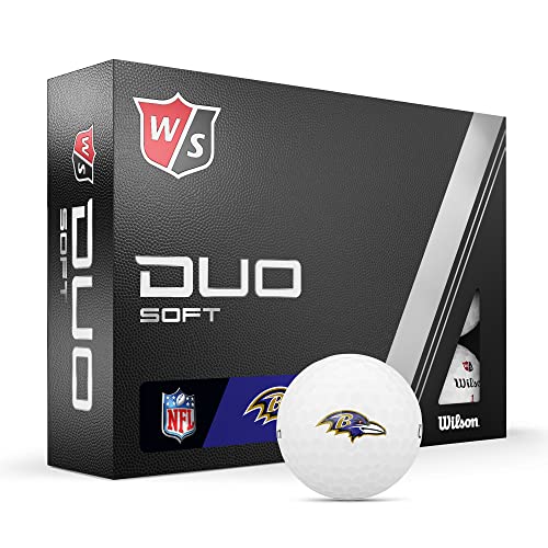 WILSON Staff 2023 Duo Soft NFL Golf Balls - 12 Balls, White, Baltimore Ravens