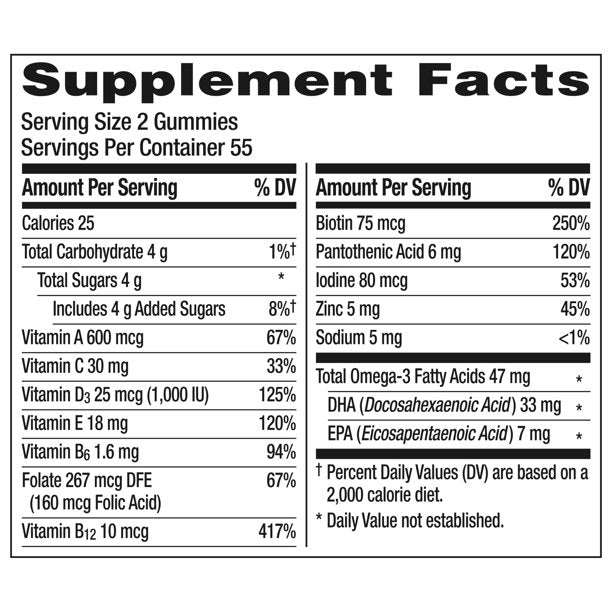 Centrum Multigummies Omega 3 Gummy Multivitamin for Adults, Fruit, 110 Count