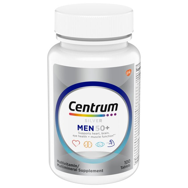 Centrum Silver Multivitamin for Men 50 Plus, Multivitamin/Multimineral Supplement with Vitamin D3, B Vitamins and Zinc - 100 Count