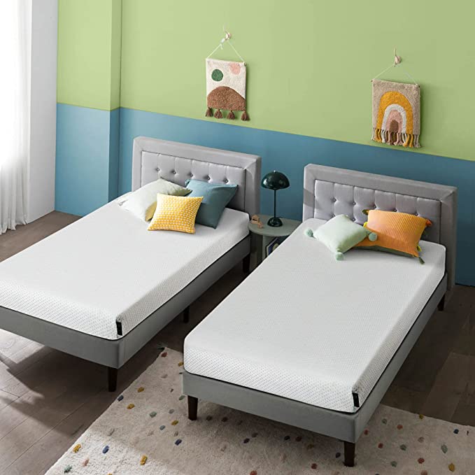 ZINUS 5 Inch Twin Youth Memory Foam Mattress 2 Piece Set / Kids’ Room & Bunk Bed Mattress
