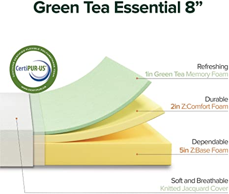 ZINUS 8 Inch Green Tea Essential Memory Foam Mattress