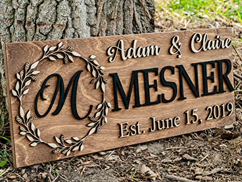 Family Name Sign | Last Name Sign | Custom Wood Sign | Established Sign | Personalized Wedding Gift | Wedding Sign 3D Sign Anniversary Gift