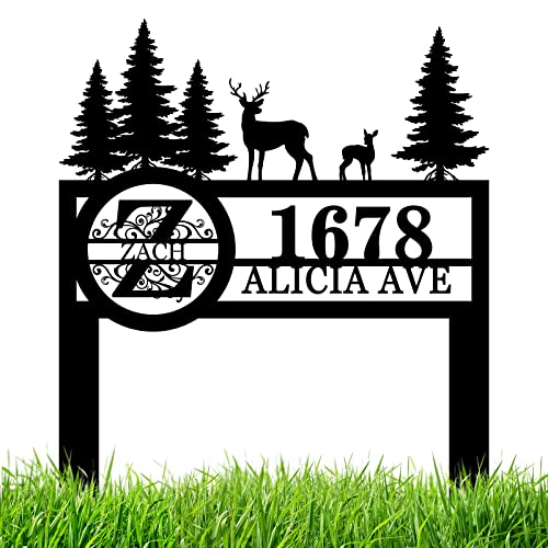 Personalized Yard Signs with Stakes, Address Yard Signs with Stakes, Address Signs for Yard, Address Numbers for House, Custom Metal House Sign, House Number Sign(16''-40'')