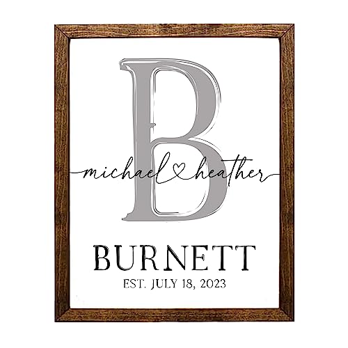 Personalized Wood Sign | Custom Names & Established Year | Unique Wedding & Anniversary Gift | Cherished Bridal Shower Surprise | Lovely Bedroom Wall Decor (Last name capital Letter)