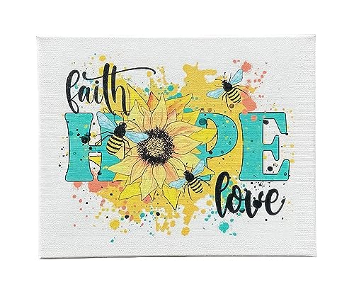 8x10 Canvas Wall Art: 'Faith Hope Love' - Inspirational Wall Art for Home Decor - Motivational Wall Decor, Inspiring Quotes - Inspirational Quotes Wall Art - Motivational Wall Art - Classroom Wall Art