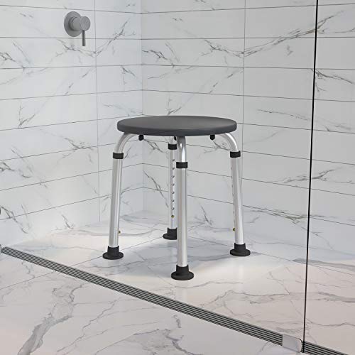 Flash Furniture HERCULES Series Tool-Free and Quick Assembly, 300 Lb. Capacity, Adjustable Gray Bath & Shower Stool