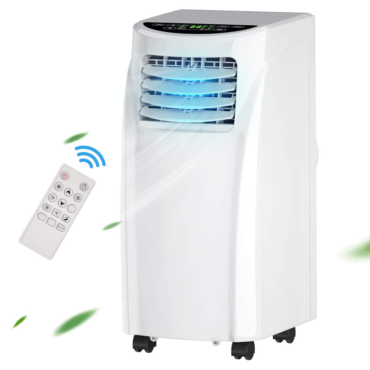 COSTWAY 12000 BTU Portable Air Conditioner with Remote Control, Energy Efficient for Rooms Up to 400 Sq. Ft, Cooling, Dehumidifying, Fanning, Sleeping Mode, Time Settings, Clear LED Display (12000BTU)