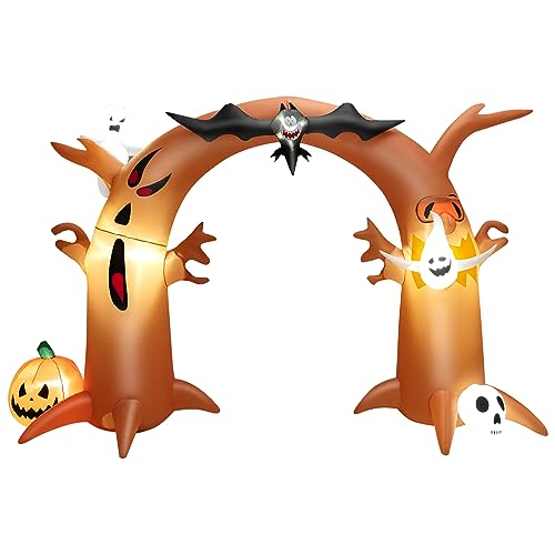 COSTWAY 8 Ft Tall Halloween Inflatable Dead Tree Archway w/Bat, Bright LED Lights & Built-in Blower