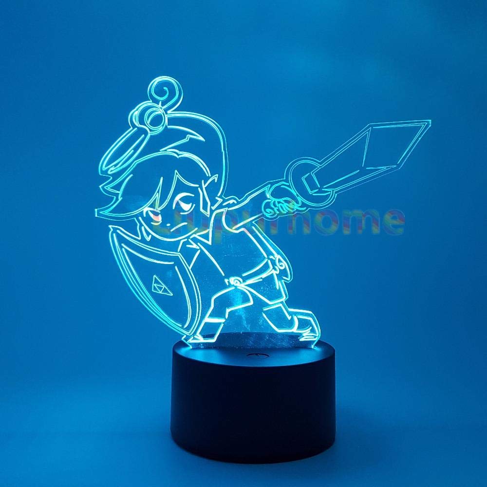 3D Night Light for Kids,Zelda Color Changing LEDs Link Anime Game Breath Wild Visual Illusion Led Luces Navidad Xmas/Birthday Gift(no Remote)