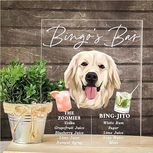 Custom Dog Signature Drinks Sign - Wedding Custom Dog Drink Sign - Wedding Pet Bar Sign - Pet Signature Drink Sign Bar Menu Sign - Cocktail Bar Sign (Bingo's Bar)