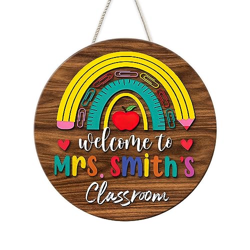 Personalized Teacher Door Sign, Teacher Gifts, Teacher Door Hanger, Teacher Appreciation Gift, Classroom Door Sign, Rainbow Classroom Decor