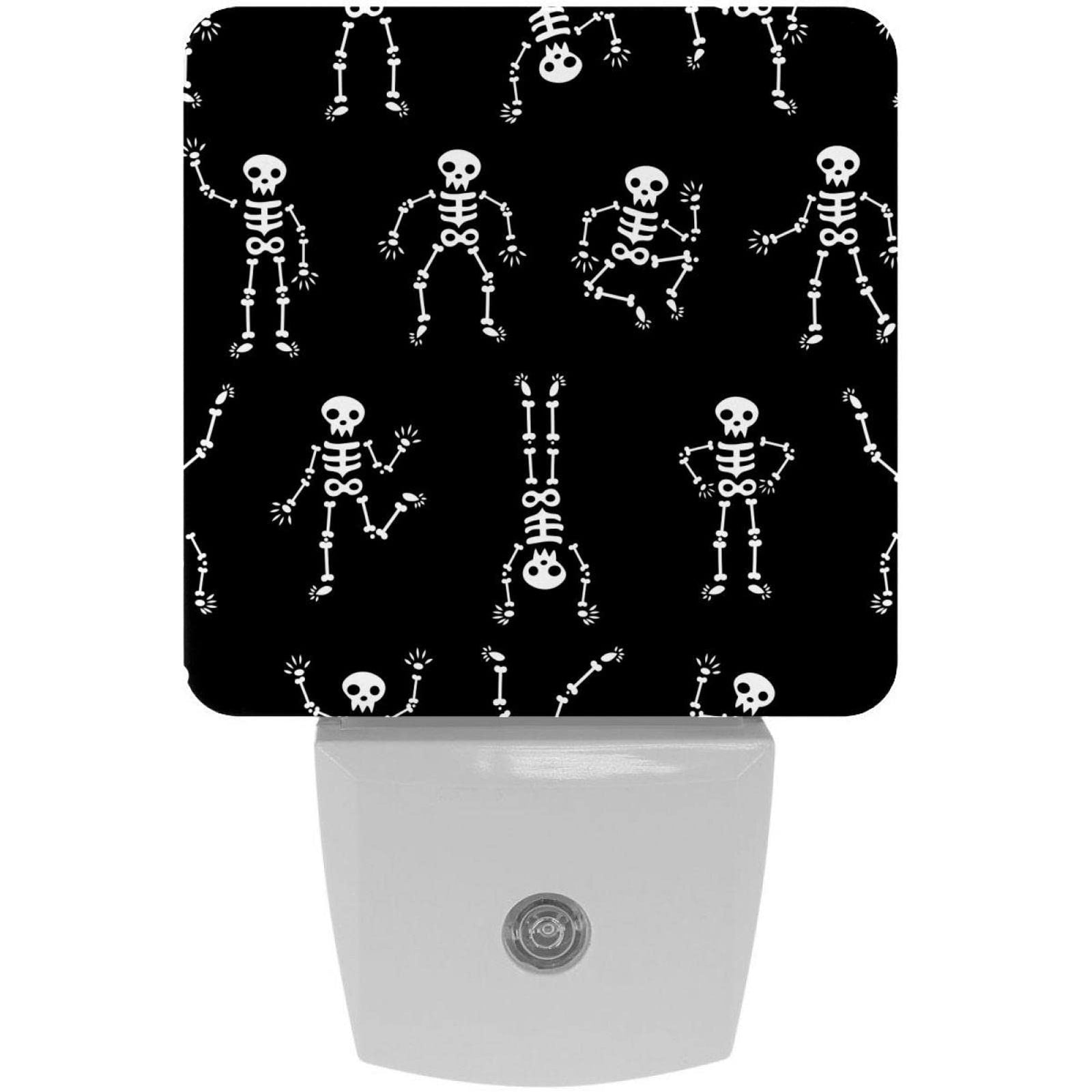 2 Pack Plug-in Nightlight LED Night Light Funny Halloween Dancing Skeletons, Dusk-to-Dawn Sensor for Kid's Room Bathroom, Nursery, Kitchen, Hallway