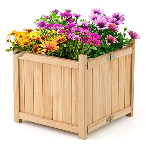 COSTWAY Planter Garden Bed, Folding Planter Box with Drainage Holes for Vegetables, Herbs, Fruits & Flowers, Outdoor Indoor Raised Planting Bed for Patio, Backyard, Lawn, 15" L x 15" W x 14" H