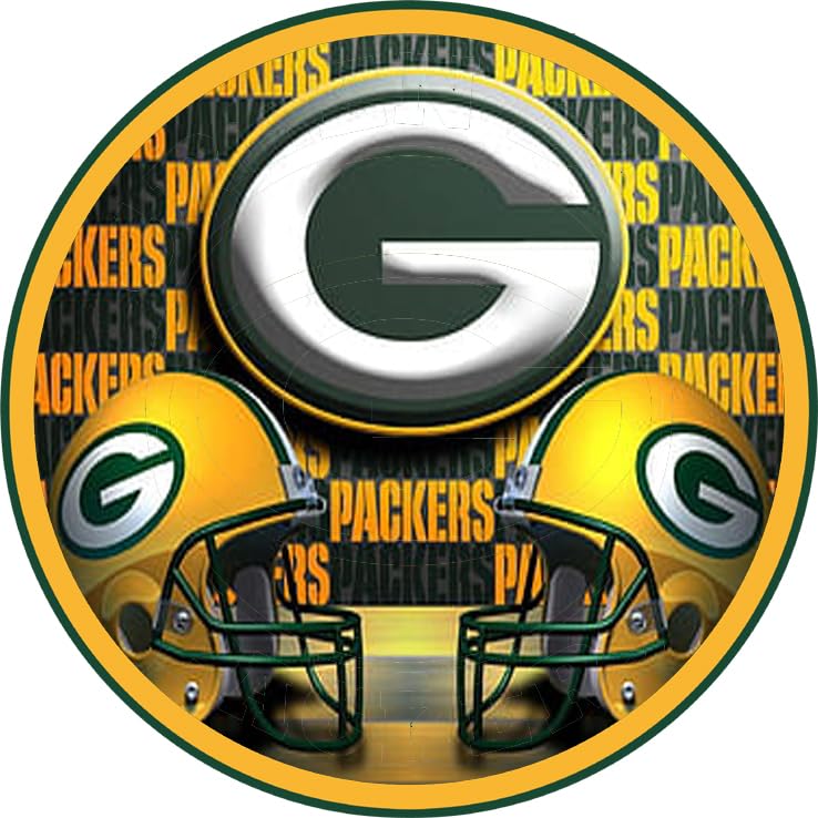 Green Bay Classic Round Aluminum Metal Shape Wreath sign - Football sign, Home and Living Room Décor, Wall Hanging (8 inch) (8 inch)