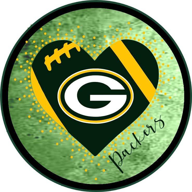 Green Bay Classic Round Aluminum Metal Shape Wreath sign - Football sign, Home and Living Room Décor, Wall Hanging (8 inch) (8 inch) (11.75 inch)