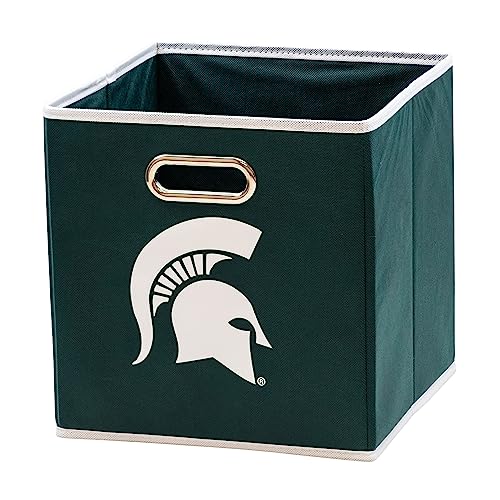Franklin Sports NCAA Michigan State Spartans Collapsible Storage Bin - Made to Fit Storage Bin Shelf Organizers - 10.5" x 10.5"