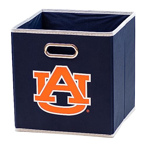 Franklin Sports NCAA Auburn Tigers Collapsible Storage Bin - Made to Fit Storage Bin Shelf Organizers - 10.5" x 10.5"