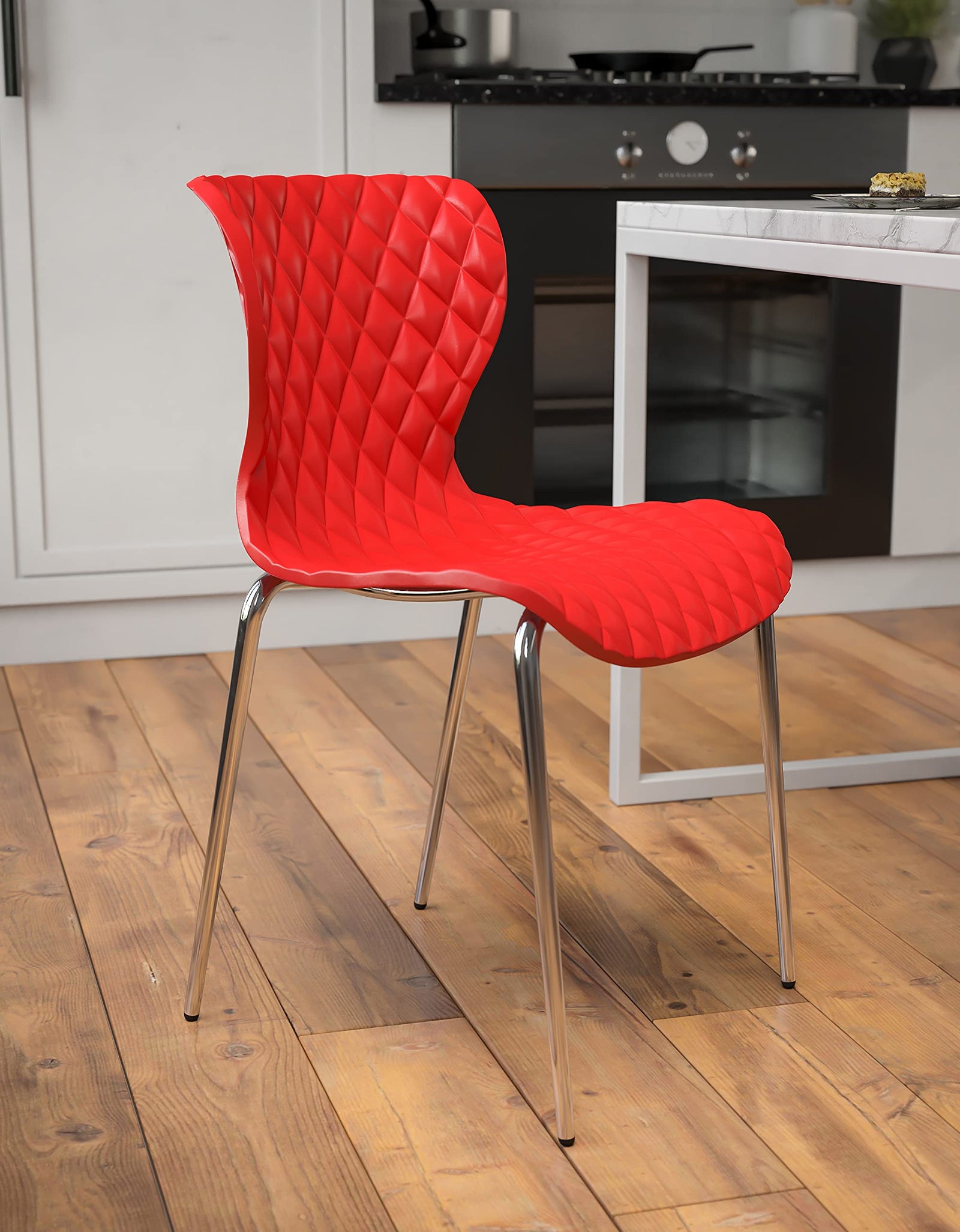 Flash Furniture 4 Pack Lowell Contemporary Design Red Plastic Stack Chair