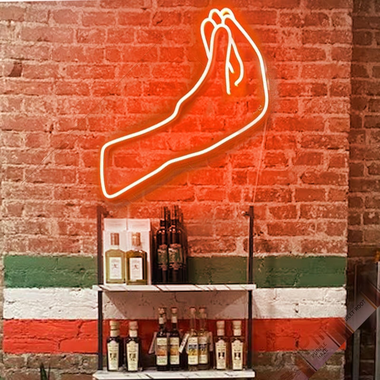 Italian Hand Gesture Neon Sign - Classic Italy Neon Sign, Italian Fast Food Sign for Restaurant Wall Neon Decor, Gesto Italiano Funny Hand (design 1)