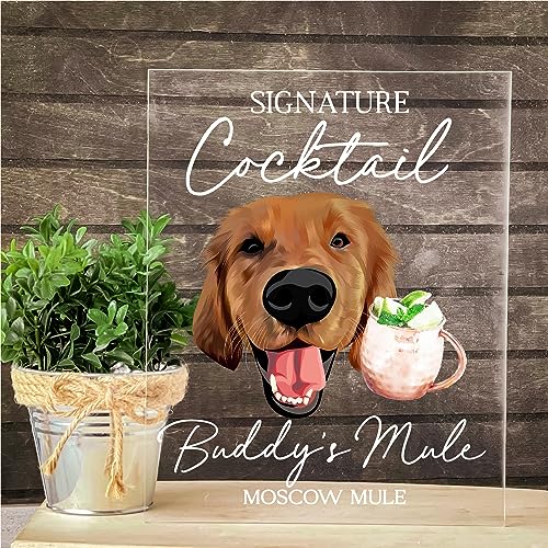 Custom Dog Signature Drinks Sign - Wedding Custom Dog Drink Sign - Wedding Pet Bar Sign - Pet Signature Drink Sign Bar Menu Sign - Cocktail Bar Sign (The Buddy)