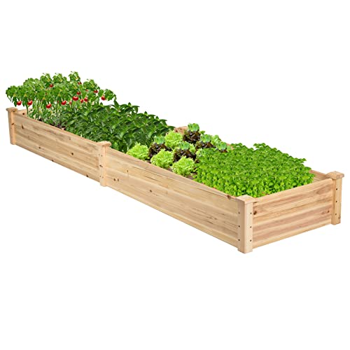 COSTWAY Raised Garden Bed, Wooden Planter Box Stand for Vegetables, Fruits, Herbs, Flowers, Garden Planting Bed Kit for Outdoor, Backyard, Patio, Lawn, 97Ó x 25Ó x 10Ó