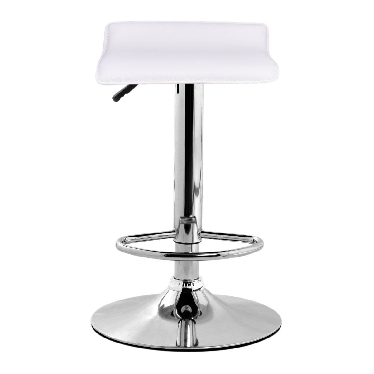 COSTWAY Modern PU Leather Contemporary Chrome Bar Stool W/Adjustable Height Air Lift & Swivel Stool Counter Chair Furniture Multi-Color (White)