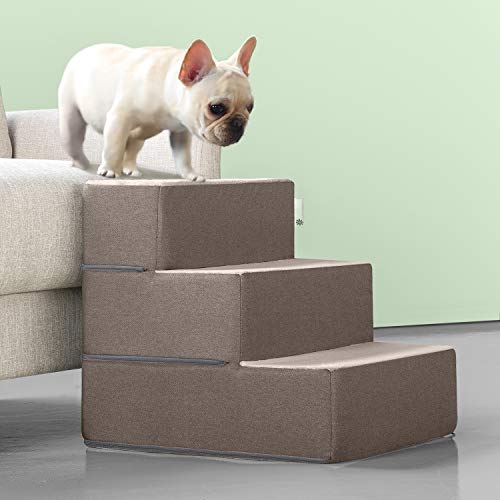 ZINUS Easy Pet Stairs, Pet Ramp, Pet Ladder, Medium, Sand