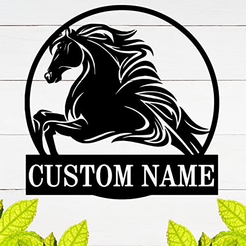 Custom Metal Horse Ranch Signs, Personalized Monogram Farmhouse Outdoor Metal Wall Art Sign, Last Name Sign, Barn Cow Chicken Sign, Entrance Front Gate Address Sign