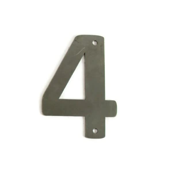 Steel Metal Letters and Numbers A through Z and 0 through 9 Height Four to Twelve Inches Tall (Four Inches Tall, Rounded 4, Raw, Unfinished Steel)