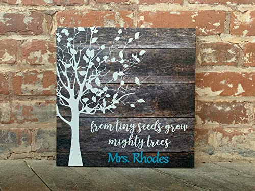 Christmas Teacher Gift, From Tiny Seeds Grow Mighty Trees, First Day back, Custom Canvas, Personalized With Teacher Name, Perfect Present For Graduation Or Retirement