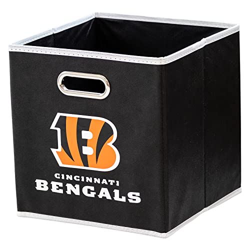 Franklin Sports NFL Cincinnati Bengals Collapsible Storage Bin - NFL Folding Cube Storage Container - Fits Bin Organizers - Fabric NFL Team Storage Cubes