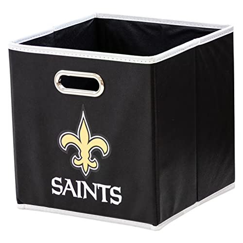 Franklin Sports NFL New Orleans Saints Collapsible Storage Bin NFL Folding Cube Storage Container Fits Bin Organizers Fabric NFL Team Storage Cubes One Size