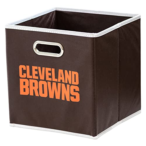 Franklin Sports NFL Cleveland Browns Collapsible Storage Bin - NFL Folding Cube Storage Container - Fits Bin Organizers - Fabric NFL Team Storage Cubes