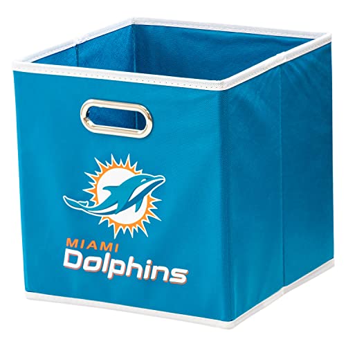 Franklin Sports NFL Miami Dolphins Collapsible Storage Bin NFL Folding Cube Storage Container Fits Bin Organizers Fabric NFL Team Storage Cubes One Size