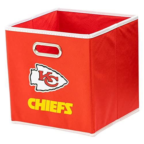 Franklin Sports NFL Kansas City Chiefs Collapsible Storage Bin - NFL Folding Cube Storage Container - Fits Bin Organizers - Fabric NFL Team Storage Cubes