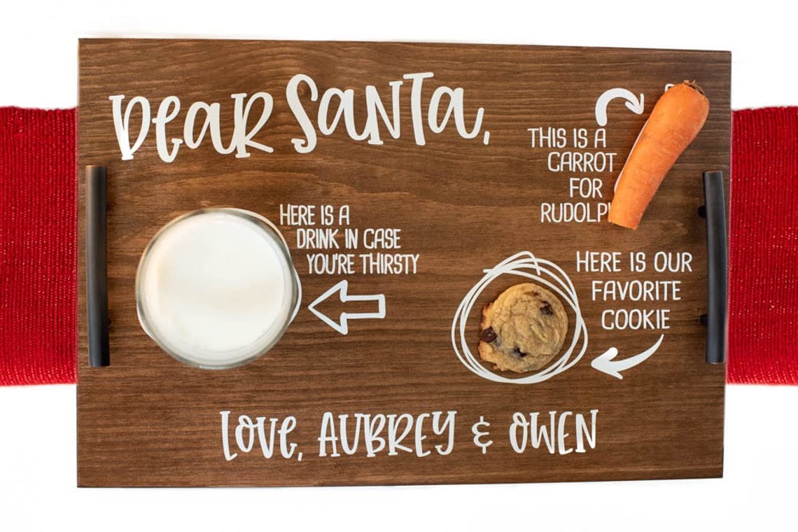 Santa cookies and milk tray-Personalized santa tray-milk and cookies tray-dear santa tray-cookies for santa-wood-milk for santa tray