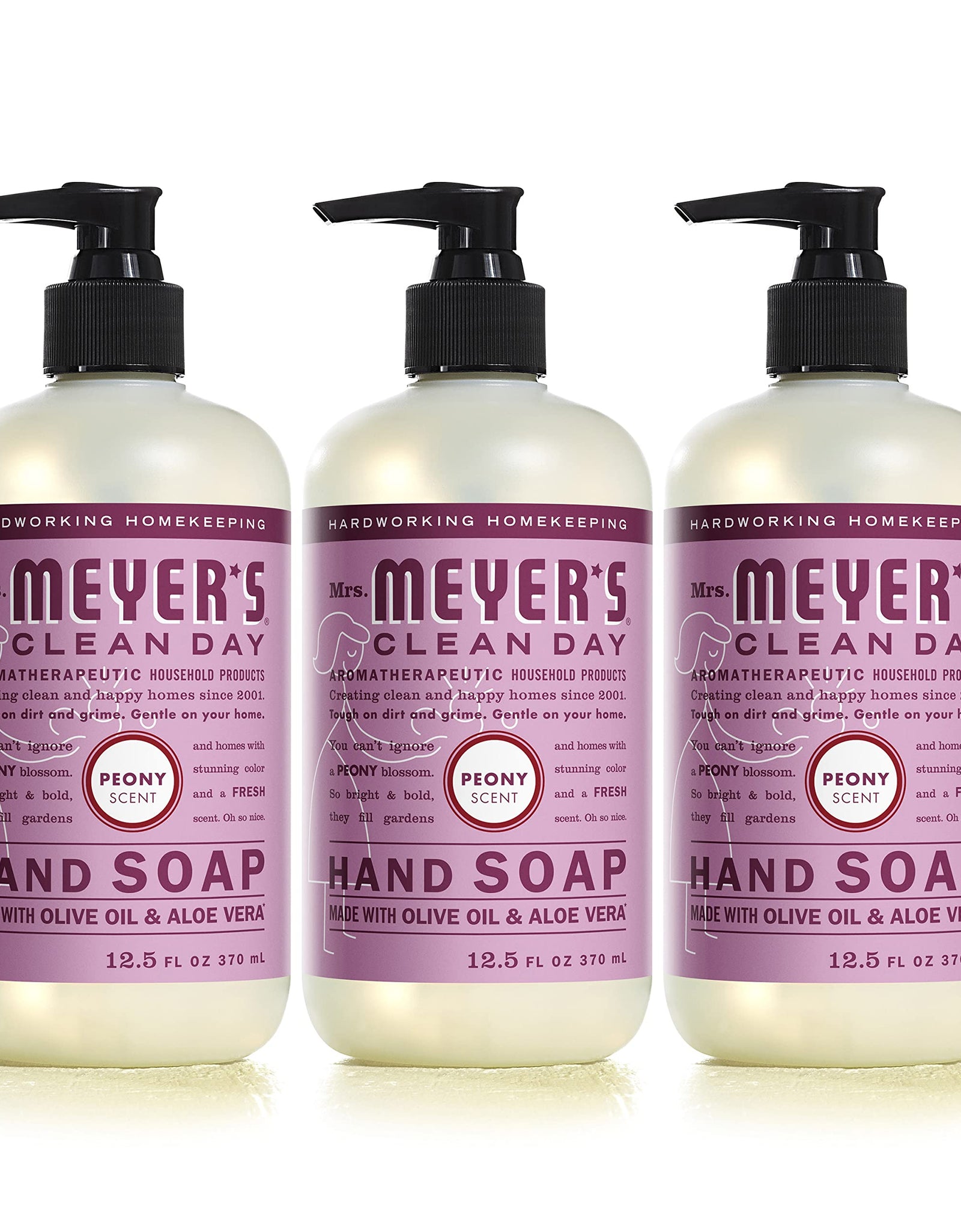 Mrs. Meyer's Hand Soap, Made with Essential Oils, Biodegradable Formula, Peony, 12.5 fl. oz - Pack of 3